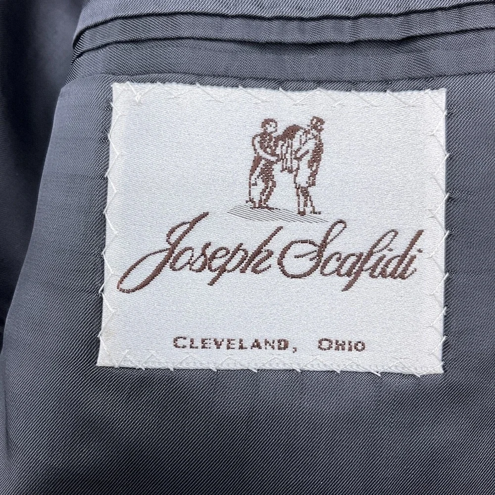 Joseph Scafidi Suit Men 44R Gray Blue Pinstripe Bespoke Classic Career Party 2pc